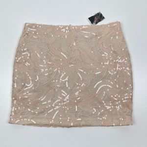 Endless Rose REVOLVE Nude Mini Skirt Sequin S